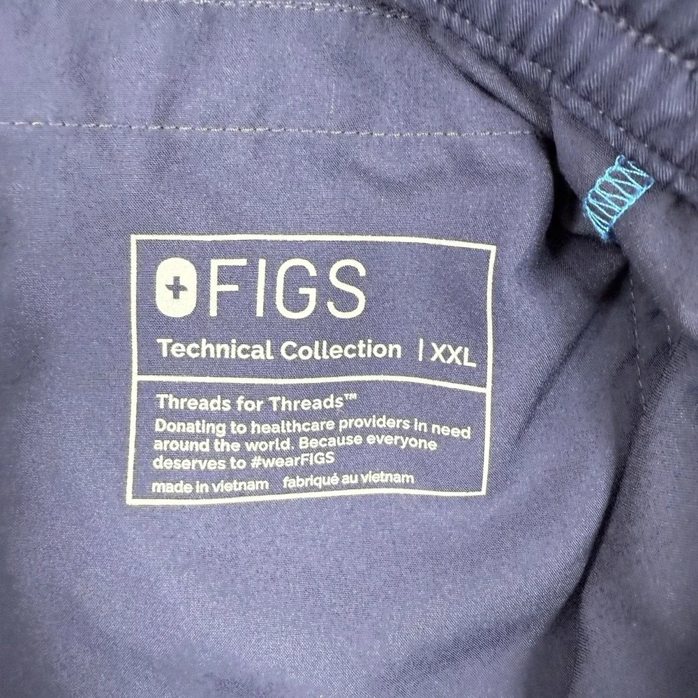 Figs Scrub Pants Mens 2XL Blue Cargo Stretch‎ Pockets Medical Nurse Drawstring
